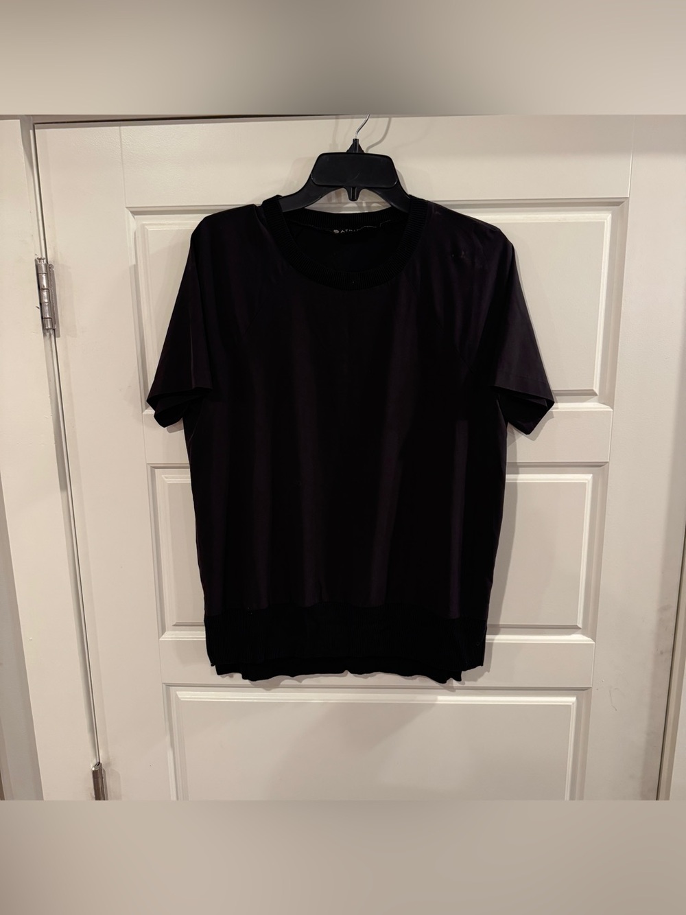 Athleta Women’s Raglan Crew Neck Rib Pullover Train Run Gym Core Shirt Sz Small